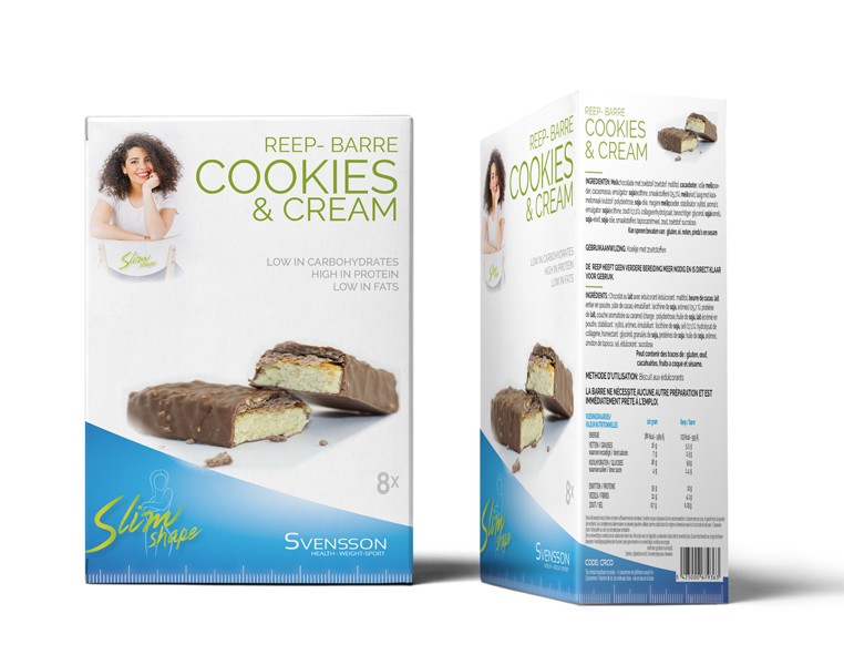 Proteine reep Cookie en Cream, box 7 repen + 1 gratis